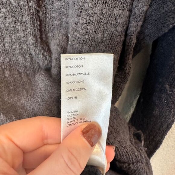 We The Free Grey Oversized Burnout Thermal V-Neck Distressed Top - Size L - EUC - Picture 4 of 5